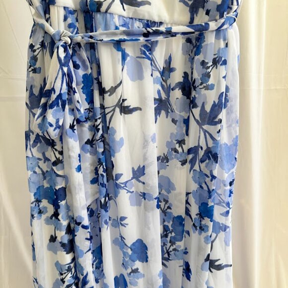 Jessica Howard Women's Plus 24W Blue/White Floral Maxi Dress - Picture 9 of 11